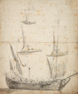 Portret van een klein Nederlands koopvaardijschip, c.1665 door Willem van de the Elder Velde