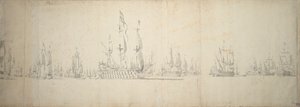 De dag voor de slag bij Lowestoft, 2-12 juni 1665 door Willem van de the Elder Velde