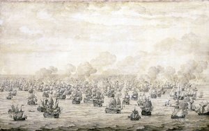De eerste slag bij Schooneveld, 28 mei 1673 door Willem van de the Elder Velde