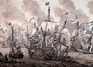 De Slag om de Sont tussen de Nederlandse en Zweedse vloten, 8 november 1658 (detail)