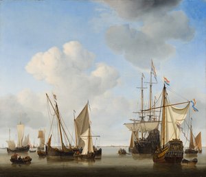 Schepen in de Wegen door Willem van de Velde the Younger