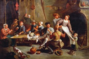 Interieur van een Herberg met Kaartspelers