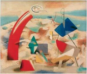 Vrolijk landschap IV door Willi Baumeister