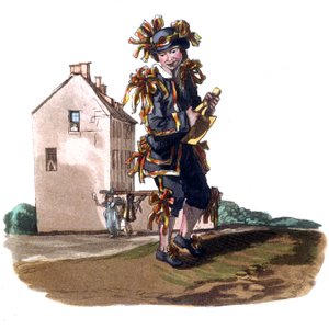 Schoorsteenvegersjongen in Mei Dag kleding, c.1820 (gravure) door William (after) Alexander