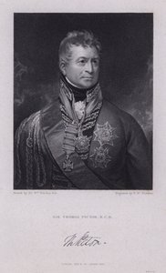 Sir Thomas Picton, Welshe generaal van de Napoleontische oorlogen, gesneuveld bij de Slag bij Waterloo door William (after) Beechey