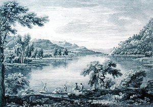 Een Uitzicht op Hawswater, een meer bij Banton in Westmoreland, geëtst en gegraveerd door Chatelin en Muller door William (after) Bellers