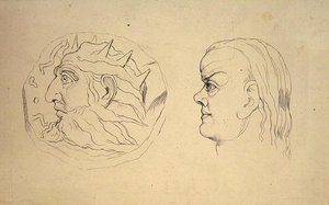 Voorzijde van de munt van Nebukadnezar en een hoofd van Kreeft, uit J. Varley