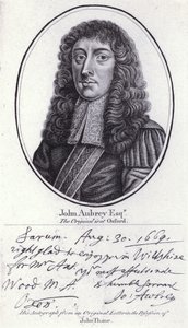 John Aubrey, Engelse antiquair, natuurfilosoof en auteur (gravure) door William (after) Faithorne