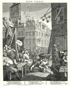 Bierstraat door William (after) Hogarth