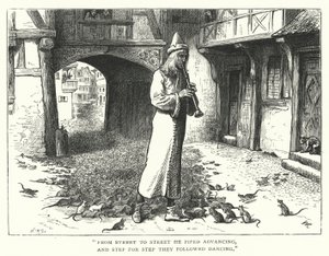De rattenvanger van Hamelen (gravure)