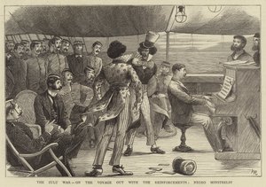 De Zoeloe-oorlog, op de reis met de versterkingen, zwarte minstrelen door William (after) Ralston