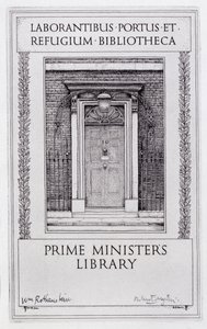 Boekplaat voor de Bibliotheek van de Premier, gegraveerd door Robert Sargent Austin (1895-1973)