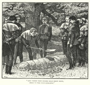 Robin Hoods dood en begrafenis (gravure)