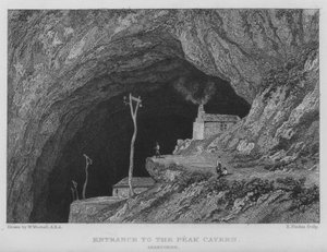 Ingang van de Peak Cavern, Derbyshire door William (after) Westall