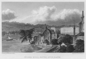 Monks Mill, River Avon, Bath (gravure)