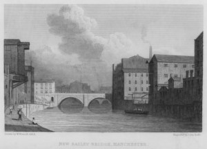 Nieuwe Bailey-brug, Manchester door William (after) Westall