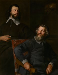 Portret van twee heren, genaamd Nicholas Stone en zijn zoon door William (attr. to) Dobson