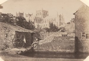 Ripon Cathedral vanuit het zuidoosten, naast de rivier de Skell, ca. 1855 (foto) door William A. Pumphrey