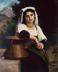 Italiaanse vrouw bij de fontein