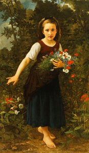 Klein Meisje bij de Beek met een Bosje Bloemen, 1886