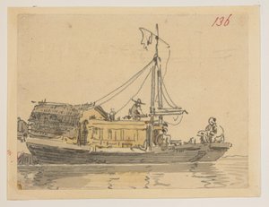 136. Een jonk, uit een Album van 372 tekeningen van landschappen, kustlijnen, kostuums en het dagelijks leven gemaakt tijdens Lord Macartney
