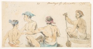 Maleiers van Sumatra. 1794. uit een Album van 372 tekeningen van landschappen, kustlijnen, kostuums en het dagelijks leven gemaakt tijdens Lord Macartney