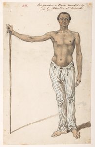 Benjamin - een slaaf gekocht door Sir G. Staunton in Batavia. Album van 278 tekeningen van landschappen, kustlijnen, kostuums en het dagelijks leven gemaakt tijdens de ambassade van Lord Macartney naar de keizer van China. Tussen 1792 en 1794. Kunstenaar(s