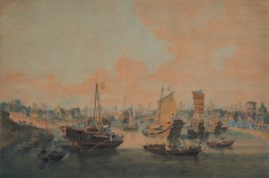 Chinese Sluizen van de Ambassade die door een Sluis op het Grote Kanaal Gaan