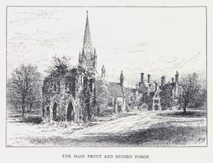 De hoofdgevel en verwoeste portiek (gravure) door William Alexander Ansted