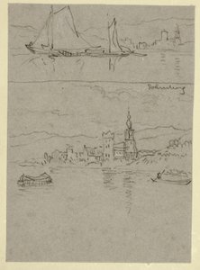 Twee Rivierscènes door William Alfred Delamotte