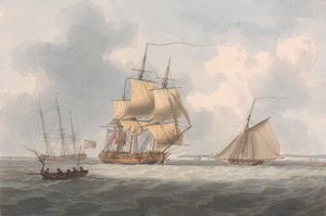 Een fregat wacht op een loods