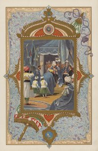 De toekomstige koning Edward VII die prinsen investeert met de Ster van India, in Calcutta