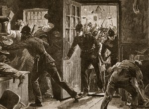 Gevecht bij Ennis tussen National Leaguers en Politie, 1886, illustratie uit 