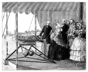 Koningin Victoria vuurt het eerste schot af op Wimbledon, juli 1860, 1887 door William Barnes Wollen