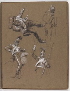 Studies voor het olieverfschilderij, ?De vlag: Albuhera, 16 mei 1811? door William Barnes Wollen