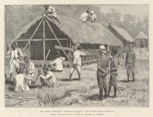 De Lushai Expeditie, Goorkhas bouwen een Hut om hun Reservekit op te slaan door William Barnes Wollen
