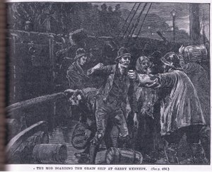 De menigte die een graanschip aan boord gaat bij Garry Kennedy AD 1841 door William Barnes Wollen