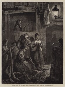 Londens Leven in het Oostelijke Einde, Zakmaken bij het Licht van een Straatlantaarn door William Bazett Murray