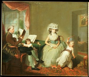 Een groepsportret van de heer en mevrouw Hayward met hun kinderen, Mathilda en George, c.1789 door William Beechey