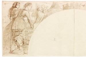 Schets voor muurschildering in Wallington Hall