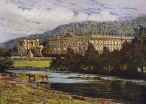 Chatsworth vanaf de Derwent door William Biscombe Gardner