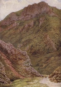 De Leeuwenrots in de Winnats, tussen Castleton en Edale (kleur litho) door William Biscombe Gardner