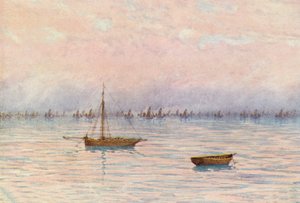 De Oester Vloot van Whitstable die baggert bij Herne Bay door William Biscombe Gardner