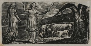 Colinet Vertrekt in Verdriet: Gespleten Stam Rechts, uit De Pastoralen van Vergilius door William Blake