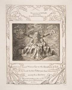 Job en zijn dochters, uit Illustraties van het Boek Job door William Blake