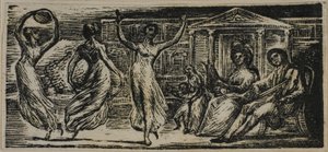 Menalcas Bekijkt Dansende Vrouwen, uit De Pastoralen van Vergilius door William Blake
