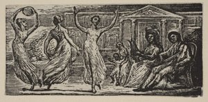 Menalcus die Vrouwen Ziet Dansen, uit Thorntons Pastorals of Virgil, 1821 door William Blake