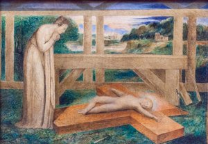 Onze Lieve Vrouw aanbidt het slapende kindje Jezus op een kruis, circa 1799-1800 door William Blake