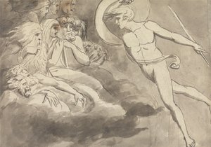 Satan nadert het Hof van Chaos door William Blake