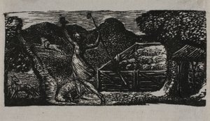 Herder Jaagt Wolf Weg, uit De Pastoralen van Vergilius door William Blake